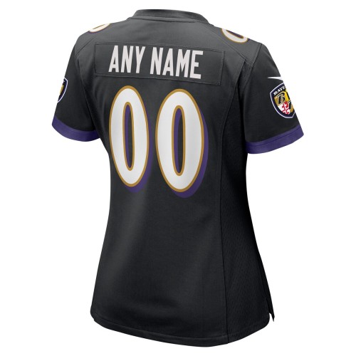 Baltimore Ravens Nike Women's Alternate Custom Game Jersey - Black Baltimore Ravens Nike Women's Alternate Custom Game Jersey - Black
