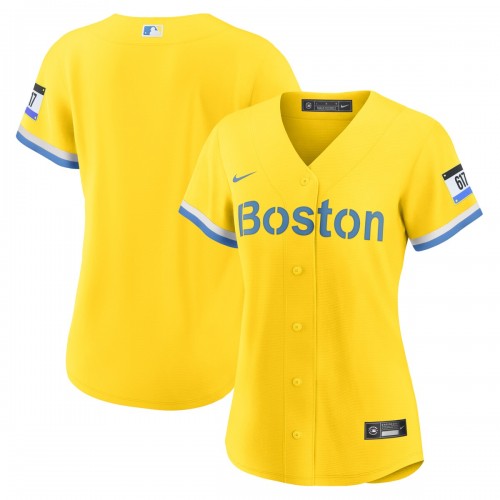Boston Red Sox Nike Women's City Connect Replica Jersey - Gold/Light Blue Boston Red Sox Nike Women's City Connect Replica Jersey - Gold/Light Blue