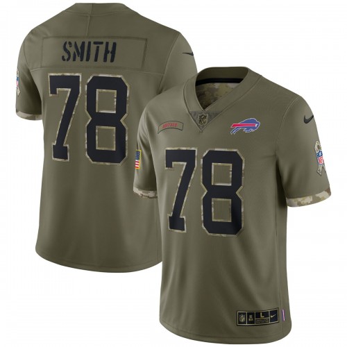 Bruce Smith Buffalo Bills 2022 Salute To Service Retired Player Limited Jersey - Olive Bruce Smith Buffalo Bills 2022 Salute To Service Retired Player Limited Jersey - Olive