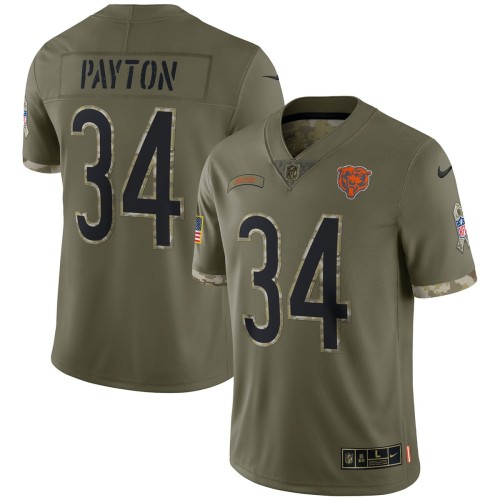 Walter Payton Chicago Bears 2022 Salute To Service Retired Player Limited Jersey - Olive Walter Payton Chicago Bears 2022 Salute To Service Retired Player Limited Jersey - Olive
