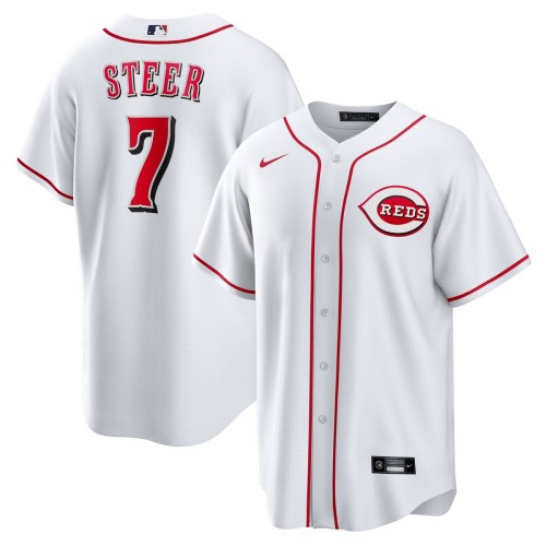 Spencer Steer Cincinnati Reds Nike Home Replica Jersey - White Spencer Steer Cincinnati Reds Nike Home Replica Jersey - White