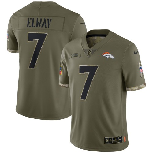 John Elway Denver Broncos 2022 Salute To Service Retired Player Limited Jersey - Olive John Elway Denver Broncos 2022 Salute To Service Retired Player Limited Jersey - Olive