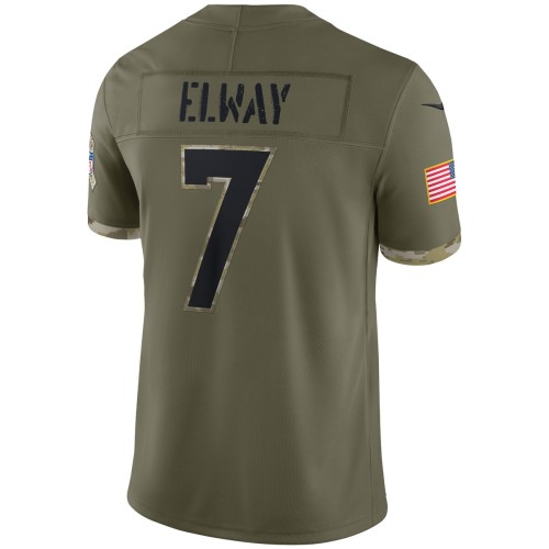 John Elway Denver Broncos 2022 Salute To Service Retired Player Limited Jersey - Olive John Elway Denver Broncos 2022 Salute To Service Retired Player Limited Jersey - Olive