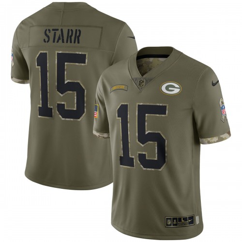 Bart Starr Green Bay Packers 2022 Salute To Service Retired Player Limited Jersey - Olive Bart Starr Green Bay Packers 2022 Salute To Service Retired Player Limited Jersey - Olive