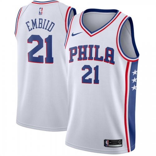 Men's Philadelphia 76ers Joel Embiid #21 White Swingman Jersey - Association Edition Men's Philadelphia 76ers Joel Embiid #21 White Swingman Jersey - Association Edition