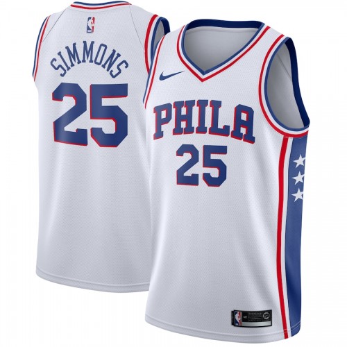 Men's Philadelphia 76ers Ben Simmons Nike #25 White Swingman Jersey - Association Edition Men's Philadelphia 76ers Ben Simmons Nike #25 White Swingman Jersey - Association Edition