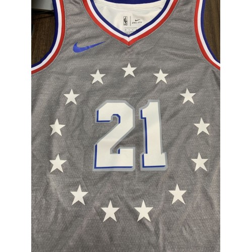 Men's Philadelphia 76ers Joel Embiid #21 Gray Swingman Jersey - City Edition Men's Philadelphia 76ers Joel Embiid #21 Gray Swingman Jersey - City Edition
