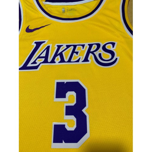 Men's Los Angeles Lakers Anthony Davis #3 Yellow 18-19 Swingman Jersey - Icon Edition Men's Los Angeles Lakers Anthony Davis #3 Yellow 18-19 Swingman Jersey - Icon Edition