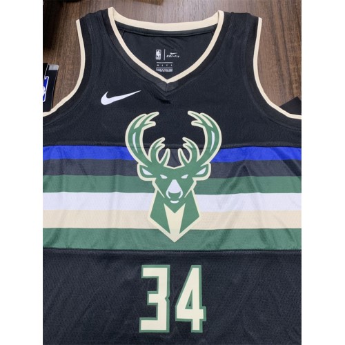 Men's Milwaukee Bucks Giannis Antetokounmpo #34 Black 2020 Swingman Jersey - Statement Edition Men's Milwaukee Bucks Giannis Antetokounmpo #34 Black 2020 Swingman Jersey - Statement Edition