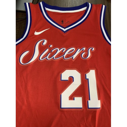 Men's Philadelphia 76ers Joel Embiid #21 Red Swingman Jersey - Statement Edition Men's Philadelphia 76ers Joel Embiid #21 Red Swingman Jersey - Statement Edition