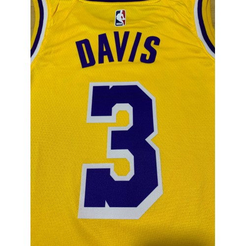 Men's Los Angeles Lakers Anthony Davis #3 Yellow 18-19 Swingman Jersey - Icon Edition Men's Los Angeles Lakers Anthony Davis #3 Yellow 18-19 Swingman Jersey - Icon Edition