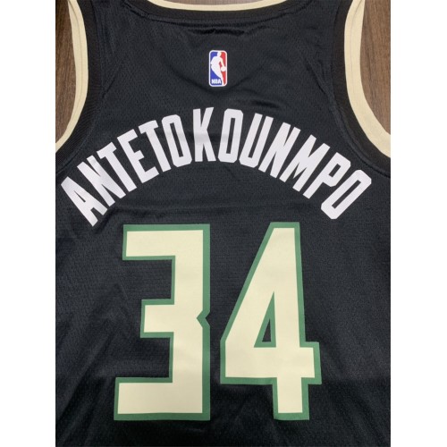 Men's Milwaukee Bucks Giannis Antetokounmpo #34 Black 2020 Swingman Jersey - Statement Edition Men's Milwaukee Bucks Giannis Antetokounmpo #34 Black 2020 Swingman Jersey - Statement Edition