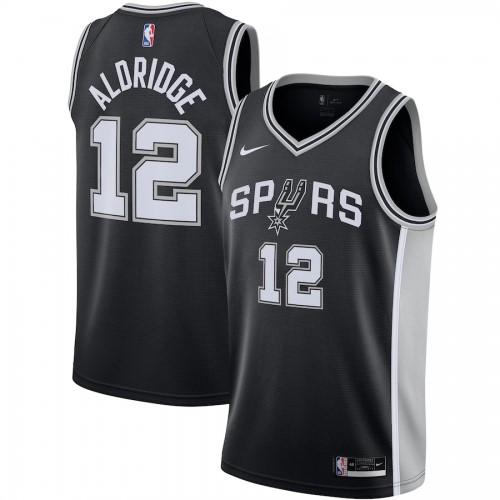 Men's San Antonio Spurs LaMarcus Aldridge #12 Nike Black 2020/21 Swingman Jersey - Icon Edition Men's San Antonio Spurs LaMarcus Aldridge #12 Nike Black 2020/21 Swingman Jersey - Icon Edition