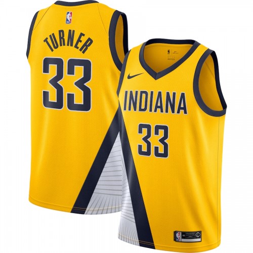 Men's Indiana Pacers Myles Turner #33 Nike Gold Finished Swingman Jersey - Statement Edition Men's Indiana Pacers Myles Turner #33 Nike Gold Finished Swingman Jersey - Statement Edition