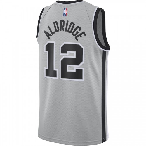 Men's San Antonio Spurs LaMarcus Aldridge #12 Jordan Silver 20/21 Swingman Jersey- Statement Edition Men's San Antonio Spurs LaMarcus Aldridge #12 Jordan Silver 20/21 Swingman Jersey- Statement Edition