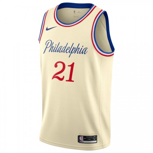 Men's Philadelphia 76ers Joel Embiid #21 Nike Cream 2019/20 Finished Swingman Jersey - City Edition Men's Philadelphia 76ers Joel Embiid #21 Nike Cream 2019/20 Finished Swingman Jersey - City Edition