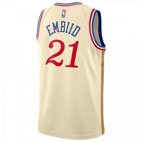 Men's Philadelphia 76ers Joel Embiid #21 Nike Cream 2019/20 Finished Swingman Jersey - City Edition Men's Philadelphia 76ers Joel Embiid #21 Nike Cream 2019/20 Finished Swingman Jersey - City Edition