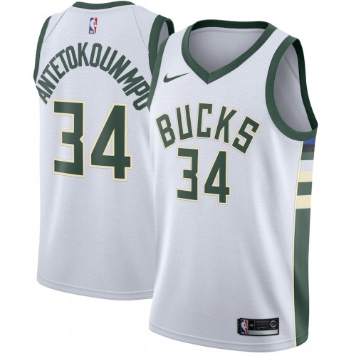 Men's Milwaukee Bucks Giannis Antetokounmpo #34 White Swingman Jersey - Association Edition Men's Milwaukee Bucks Giannis Antetokounmpo #34 White Swingman Jersey - Association Edition
