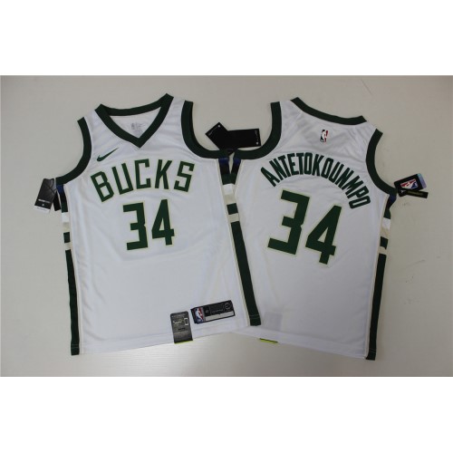 Men's Milwaukee Bucks Giannis Antetokounmpo #34 White Swingman Jersey - Association Edition Men's Milwaukee Bucks Giannis Antetokounmpo #34 White Swingman Jersey - Association Edition