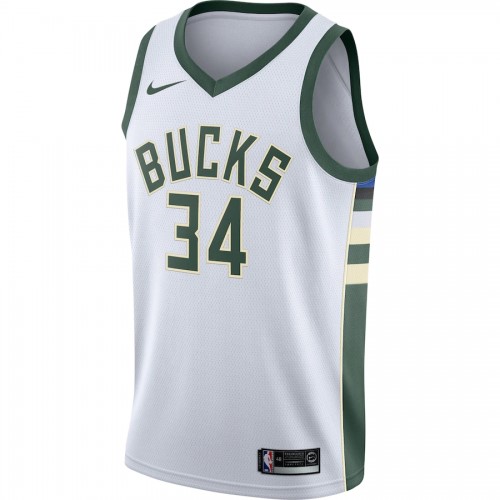 Men's Milwaukee Bucks Giannis Antetokounmpo #34 White Swingman Jersey - Association Edition Men's Milwaukee Bucks Giannis Antetokounmpo #34 White Swingman Jersey - Association Edition