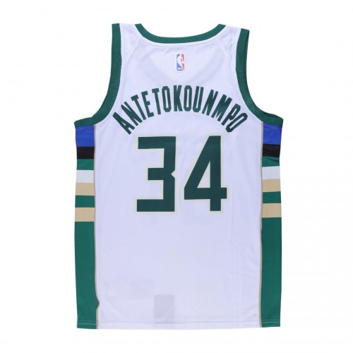 Men's Milwaukee Bucks Giannis Antetokounmpo #34 White Swingman Jersey - Association Edition Men's Milwaukee Bucks Giannis Antetokounmpo #34 White Swingman Jersey - Association Edition