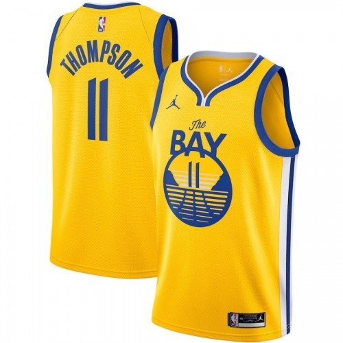 Men's Golden State Warriors Thompson #11 Jordan Gold 20/21 Swingman Jersey - Statement Edition Men's Golden State Warriors Thompson #11 Jordan Gold 20/21 Swingman Jersey - Statement Edition