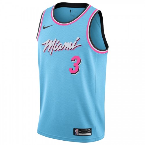 Men's Miami Heat Dwyane Wade #3 Nike Blue 2019/20 Finished Swingman Jersey - City Edition Men's Miami Heat Dwyane Wade #3 Nike Blue 2019/20 Finished Swingman Jersey - City Edition
