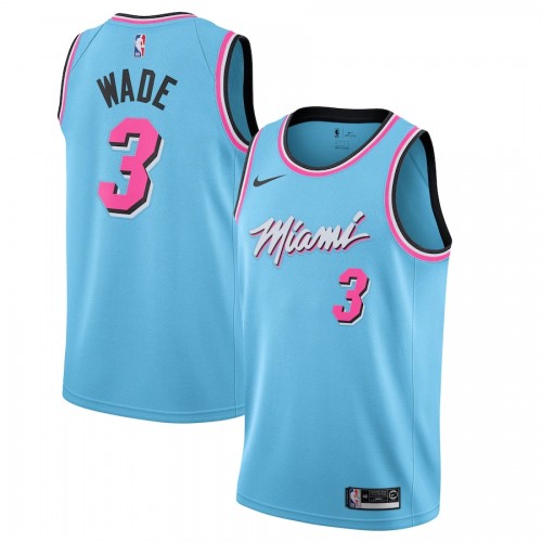 Men's Miami Heat Dwyane Wade #3 Nike Blue 2019/20 Finished Swingman Jersey - City Edition Men's Miami Heat Dwyane Wade #3 Nike Blue 2019/20 Finished Swingman Jersey - City Edition