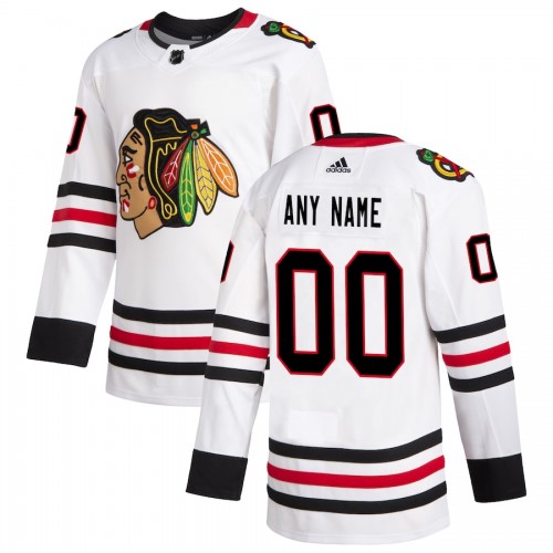 Men's Chicago Blackhawks adidas White Away Authentic Custom Jersey Men's Chicago Blackhawks adidas White Away Authentic Custom Jersey