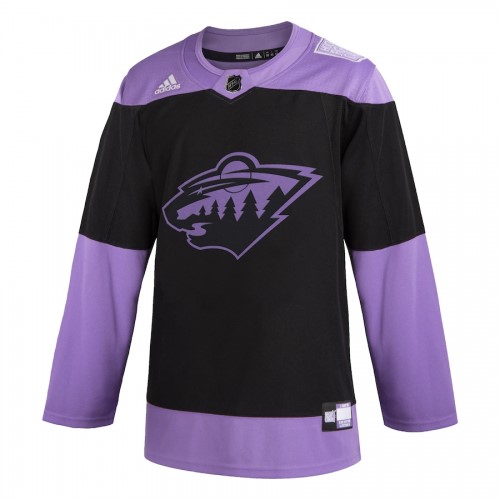 Men's Minnesota Wild adidas Black Hockey Fights Cancer Custom Practice Jersey Men's Minnesota Wild adidas Black Hockey Fights Cancer Custom Practice Jersey