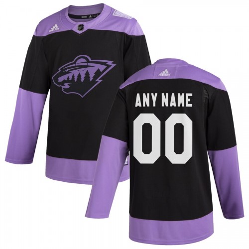 Men's Minnesota Wild adidas Black Hockey Fights Cancer Custom Practice Jersey Men's Minnesota Wild adidas Black Hockey Fights Cancer Custom Practice Jersey