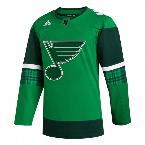 Men's St. Louis Blues adidas Green 2020 St. Patrick's Day Custom Jersey Men's St. Louis Blues adidas Green 2020 St. Patrick's Day Custom Jersey