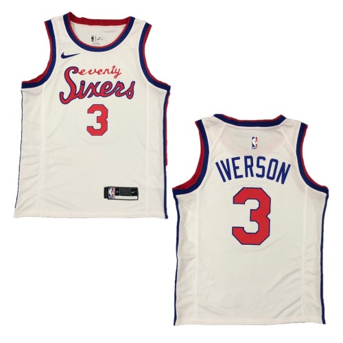 Men's Philadelphia 76ers Allen Iverson #3 Nike White Hardwood Classics Finished Swingman Jersey Men's Philadelphia 76ers Allen Iverson #3 Nike White Hardwood Classics Finished Swingman Jersey