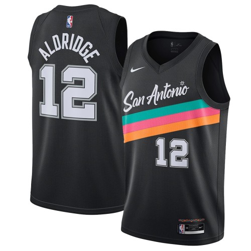 Men's San Antonio Spurs Lamarcus Aldridge #12 Nike Black 20/21 Swingman Jersey - City Edition Men's San Antonio Spurs Lamarcus Aldridge #12 Nike Black 20/21 Swingman Jersey - City Edition