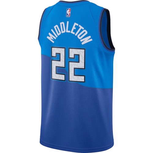 Men's Milwaukee Bucks Khris Middleton #22 Nike Blue 2020/21 Swingman Player Jersey – City Edition Men's Milwaukee Bucks Khris Middleton #22 Nike Blue 2020/21 Swingman Player Jersey – City Edition