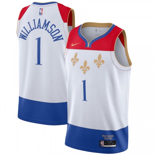 Men's New Orleans Pelicans Zion Williamson #1 Nike White 2020/21 Swingman Jersey - City Edition Men's New Orleans Pelicans Zion Williamson #1 Nike White 2020/21 Swingman Jersey - City Edition