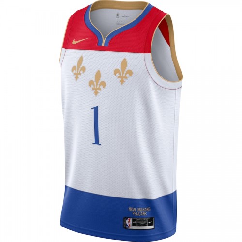 Men's New Orleans Pelicans Zion Williamson #1 Nike White 2020/21 Swingman Jersey - City Edition Men's New Orleans Pelicans Zion Williamson #1 Nike White 2020/21 Swingman Jersey - City Edition