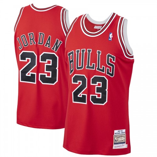 Men's Chicago Bulls Michael Jordan #23 Throwback Red 1997-98 Hardwood Classics Player Jersey Men's Chicago Bulls Michael Jordan #23 Throwback Red 1997-98 Hardwood Classics Player Jersey