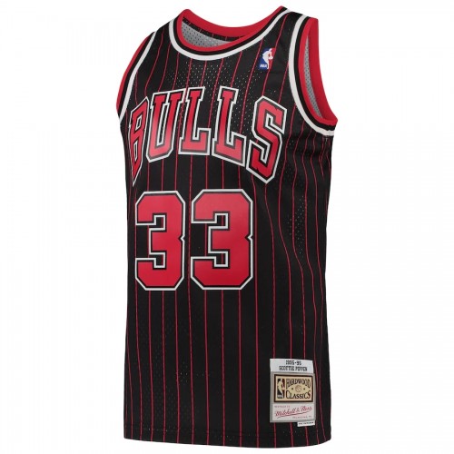 Men's Chicago Bulls Scottie Pippen #33 Throwback Black Hardwood Classics 95-96 Swingman Jersey Men's Chicago Bulls Scottie Pippen #33 Throwback Black Hardwood Classics 95-96 Swingman Jersey