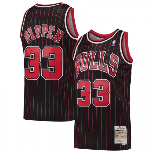 Men's Chicago Bulls Scottie Pippen #33 Throwback Black Hardwood Classics 95-96 Swingman Jersey Men's Chicago Bulls Scottie Pippen #33 Throwback Black Hardwood Classics 95-96 Swingman Jersey