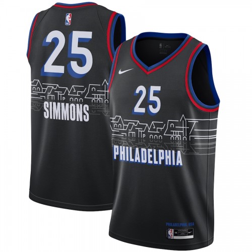 Men's Philadelphia 76ers Ben Simmons #25 Nike Black 2020/21 Swingman Player Jersey–City Edition Men's Philadelphia 76ers Ben Simmons #25 Nike Black 2020/21 Swingman Player Jersey–City Edition
