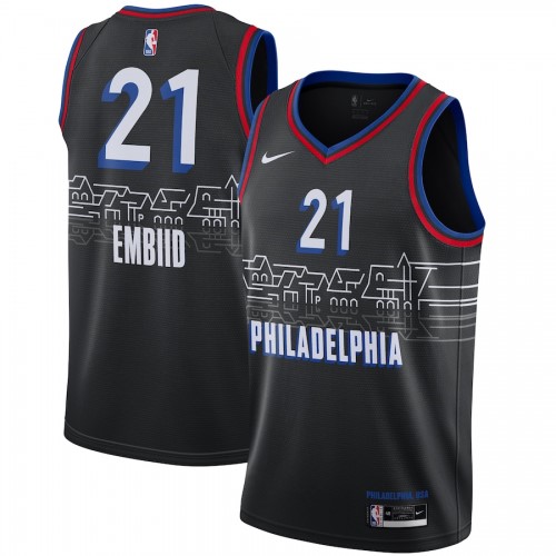 Men's Philadelphia 76ers Joel Embiid #21 Nike Black 2020/21 Swingman Player Jersey – City Edition Men's Philadelphia 76ers Joel Embiid #21 Nike Black 2020/21 Swingman Player Jersey – City Edition