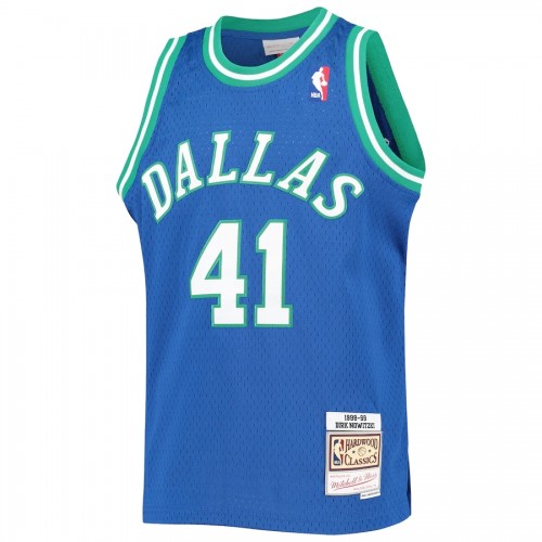 Men's Dallas Mavericks Dirk Nowitzki #41 Throwback Blue 1998-99 Hardwood Classics Jersey Men's Dallas Mavericks Dirk Nowitzki #41 Throwback Blue 1998-99 Hardwood Classics Jersey