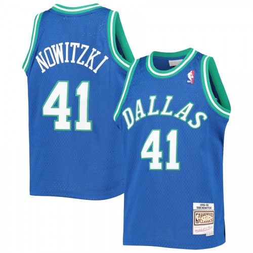Men's Dallas Mavericks Dirk Nowitzki #41 Throwback Blue 1998-99 Hardwood Classics Jersey Men's Dallas Mavericks Dirk Nowitzki #41 Throwback Blue 1998-99 Hardwood Classics Jersey