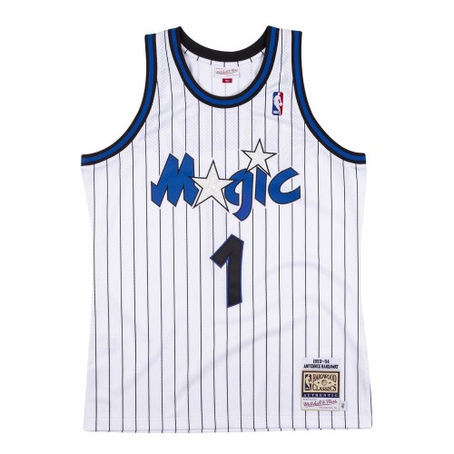 Men's Orlando Magic Anfernee Hardaway #1 Throwback White 93-94 Hardwood Classics Jersey Men's Orlando Magic Anfernee Hardaway #1 Throwback White 93-94 Hardwood Classics Jersey