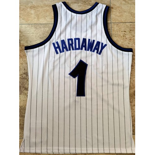 Men's Orlando Magic Anfernee Hardaway #1 Throwback White 93-94 Hardwood Classics Jersey Men's Orlando Magic Anfernee Hardaway #1 Throwback White 93-94 Hardwood Classics Jersey
