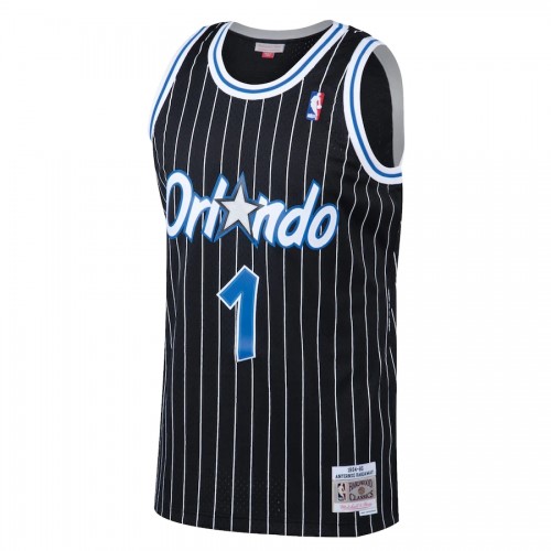 Men's Orlando Magic Anfernee Hardaway #1 Throwback Black 94-95 Hardwood Classics Jersey