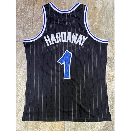 Men's Orlando Magic Anfernee Hardaway #1 Throwback Black 94-95 Hardwood Classics Jersey