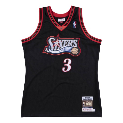 Men's Philadelphia 76ers Allen Iverson #3 Throwback Black 1997-98 Hardwood Classics Jersey Men's Philadelphia 76ers Allen Iverson #3 Throwback Black 1997-98 Hardwood Classics Jersey