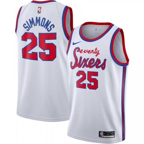 Men's Philadelphia 76ers Ben Simmons #25 White Hardwood Classics Finished Swingman Jersey Men's Philadelphia 76ers Ben Simmons #25 White Hardwood Classics Finished Swingman Jersey